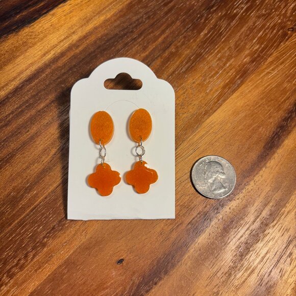 Orange Clover Earrings - Picture 1 of 1
